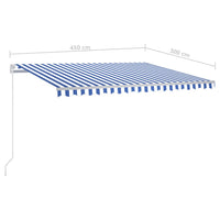 vidaXL Toldo automático c/ LED e sensor de vento 6x3 m azul e branco