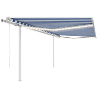 vidaXL Toldo automático c/ LED e sensor de vento 6x3 m azul e branco