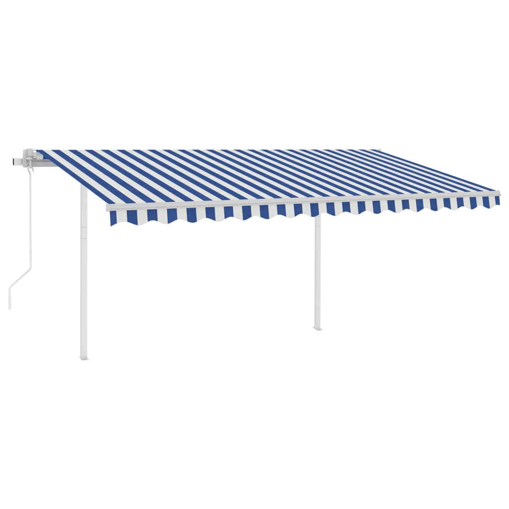 vidaXL Toldo automático c/ LED e sensor de vento 6x3 m azul e branco