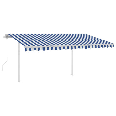 vidaXL Toldo automático c/ LED e sensor de vento 6x3 m azul e branco