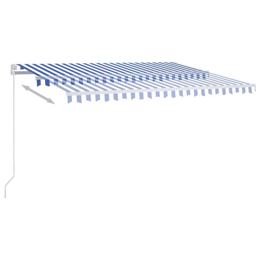 vidaXL Toldo automático c/ LED e sensor de vento 6x3 m azul e branco