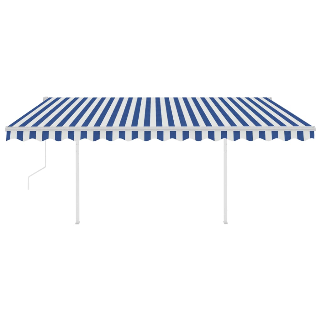 vidaXL Toldo automático c/ LED e sensor de vento 6x3 m azul e branco