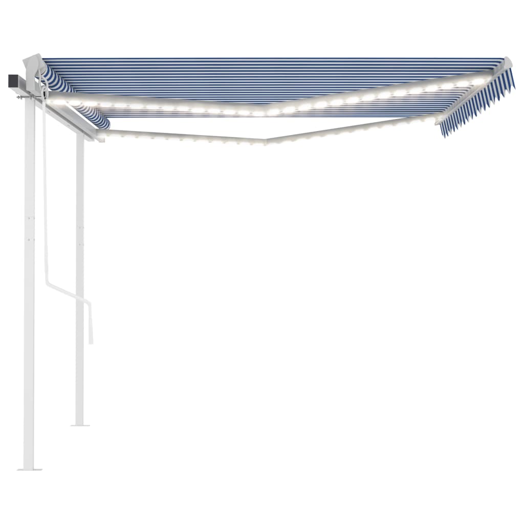vidaXL Toldo automático c/ LED e sensor de vento 6x3 m azul e branco