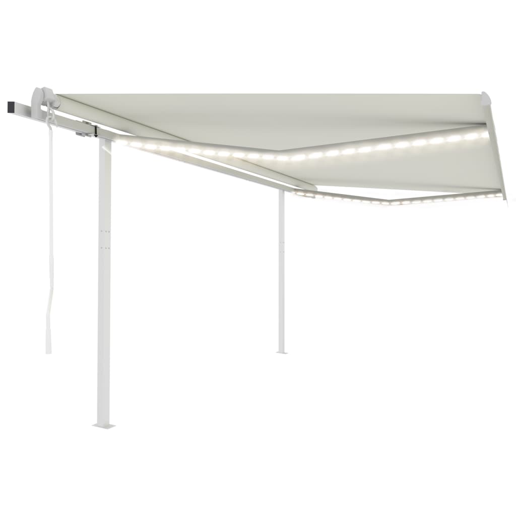 vidaXL Toldo automático c/ LED e sensor de vento 6x3 m azul e branco