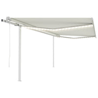 vidaXL Toldo automático c/ LED e sensor de vento 6x3 m azul e branco