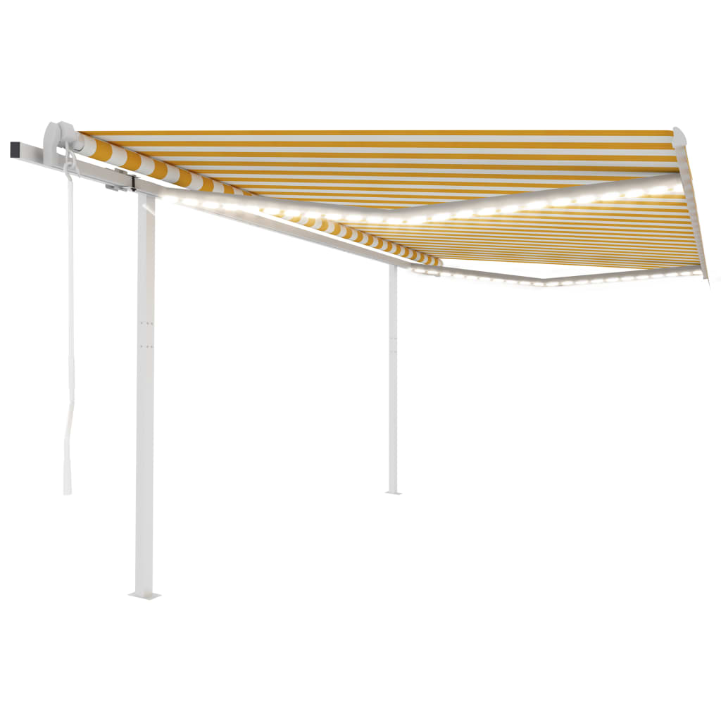 vidaXL Toldo automático c/ LED e sensor de vento 6x3 m azul e branco