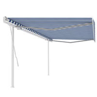 vidaXL Toldo retrátil manual com postes 3x2,5 m azul e branco
