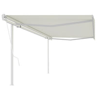 vidaXL Toldo retrátil automático com postes 3x2,5 m azul e branco