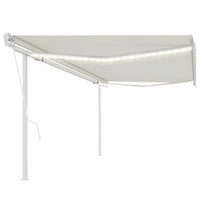 vidaXL Toldo automático c/ LED e sensor de vento 6x3 m azul e branco