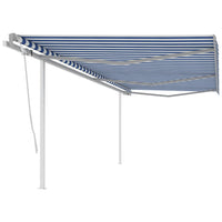 vidaXL Toldo retrátil manual com postes 3x2,5 m azul e branco