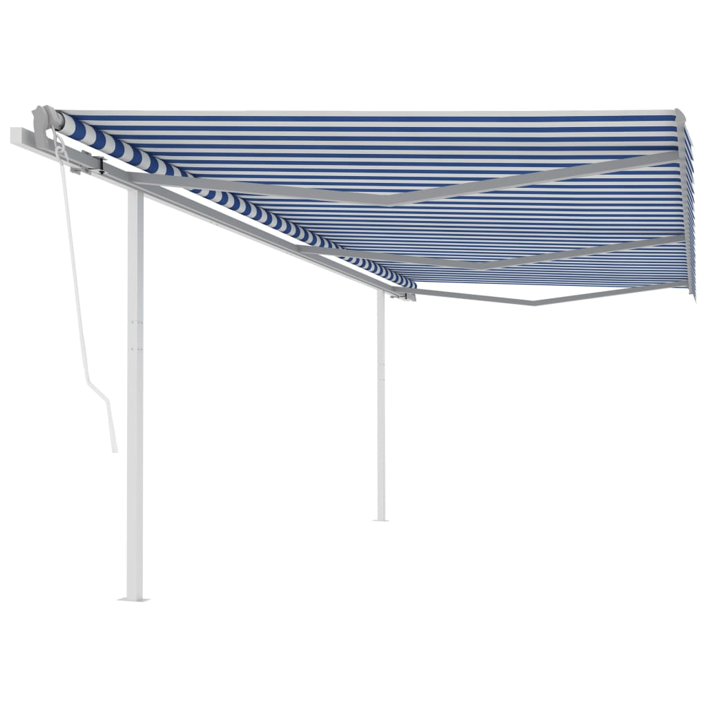 vidaXL Toldo retrátil automático com postes 3x2,5 m azul e branco