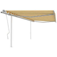 vidaXL Toldo retrátil manual com postes 3x2,5 m azul e branco