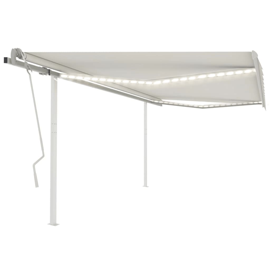 vidaXL Toldo retrátil manual com LED 3x2,5 m azul e branco