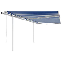 vidaXL Toldo retrátil automático com postes 3x2,5 m azul e branco