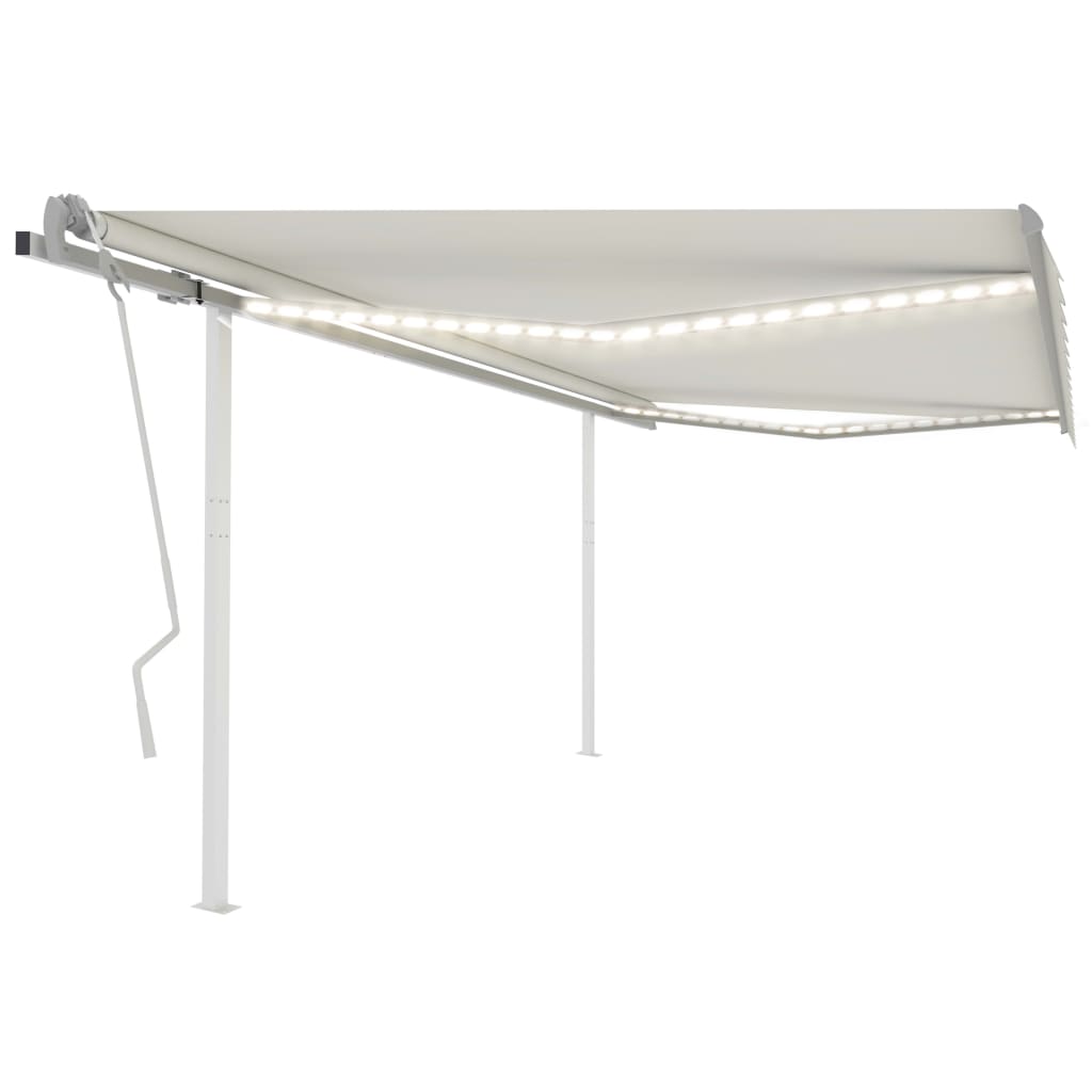 vidaXL Toldo retrátil manual com LED 3x2,5 m azul e branco
