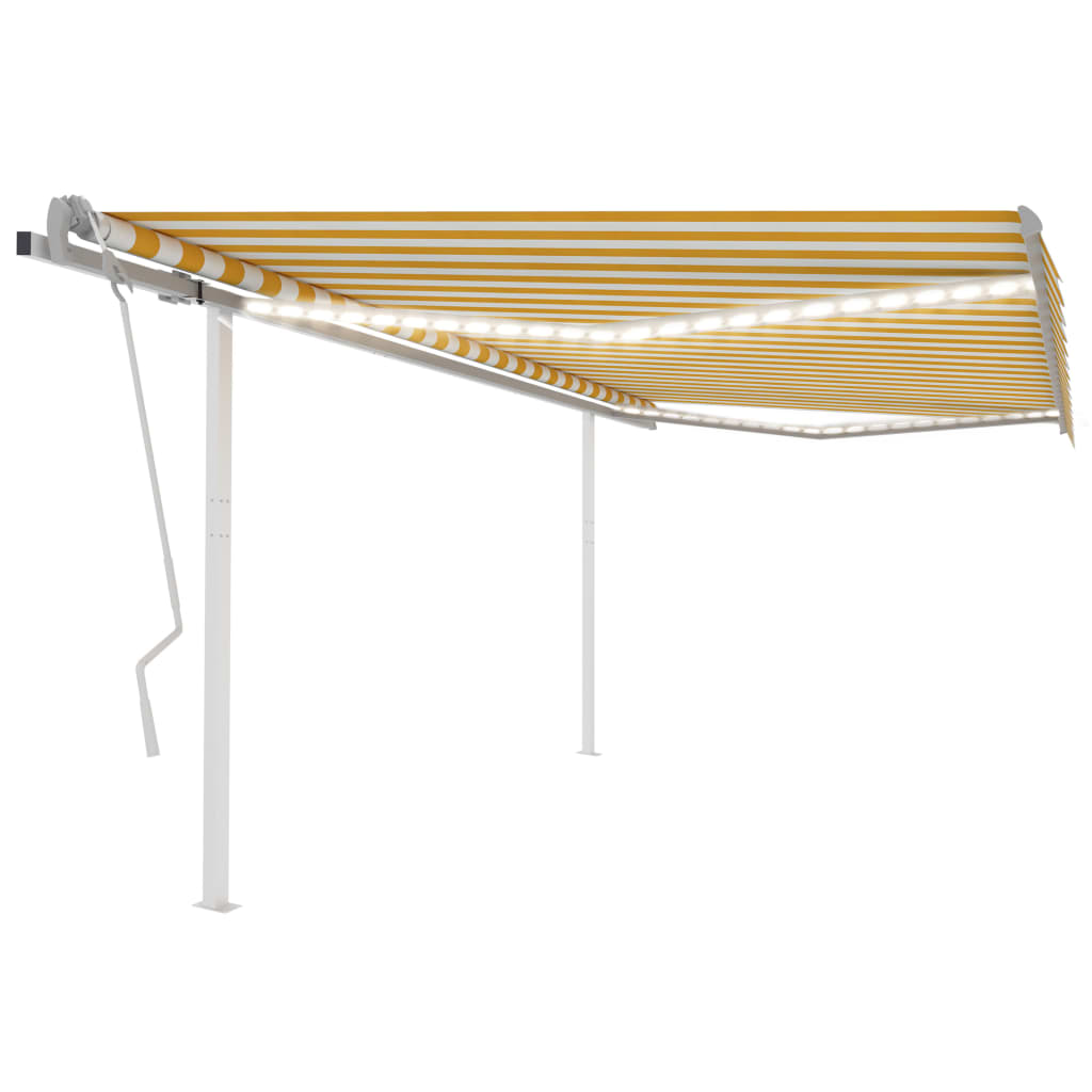 vidaXL Toldo retrátil manual com LED 3x2,5 m azul e branco