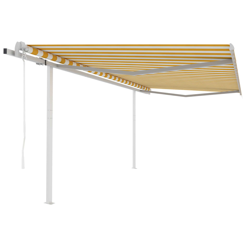vidaXL Toldo retrátil automático com postes 3x2,5 m azul e branco
