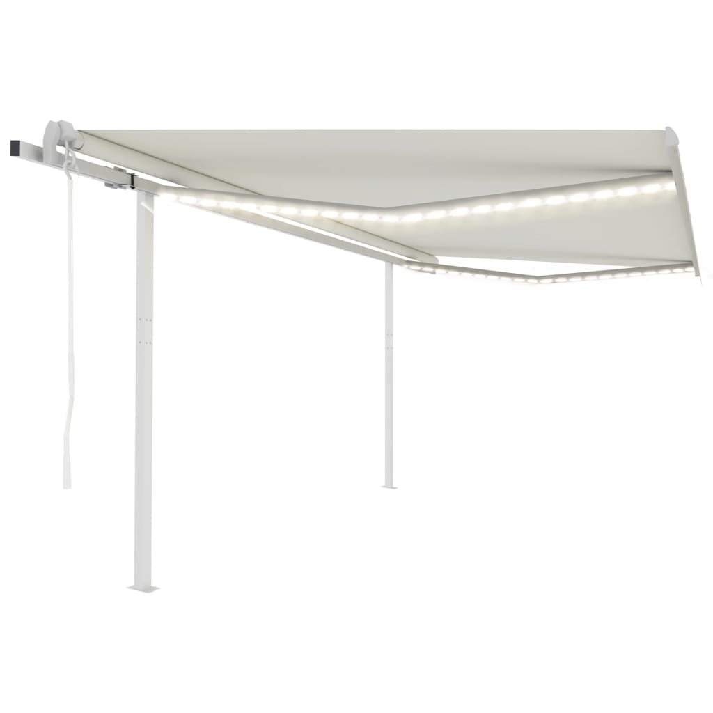 vidaXL Toldo automático c/ LED e sensor de vento 6x3 m azul e branco