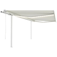 vidaXL Toldo automático c/ LED e sensor de vento 6x3 m azul e branco