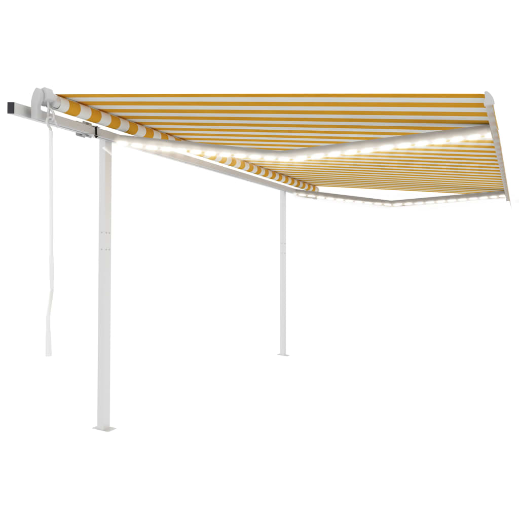 vidaXL Toldo automático c/ LED e sensor de vento 6x3 m azul e branco
