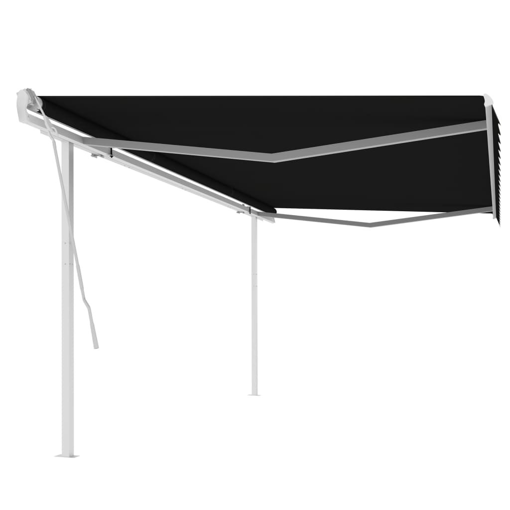 vidaXL Toldo retrátil manual com postes 3x2,5 m azul e branco