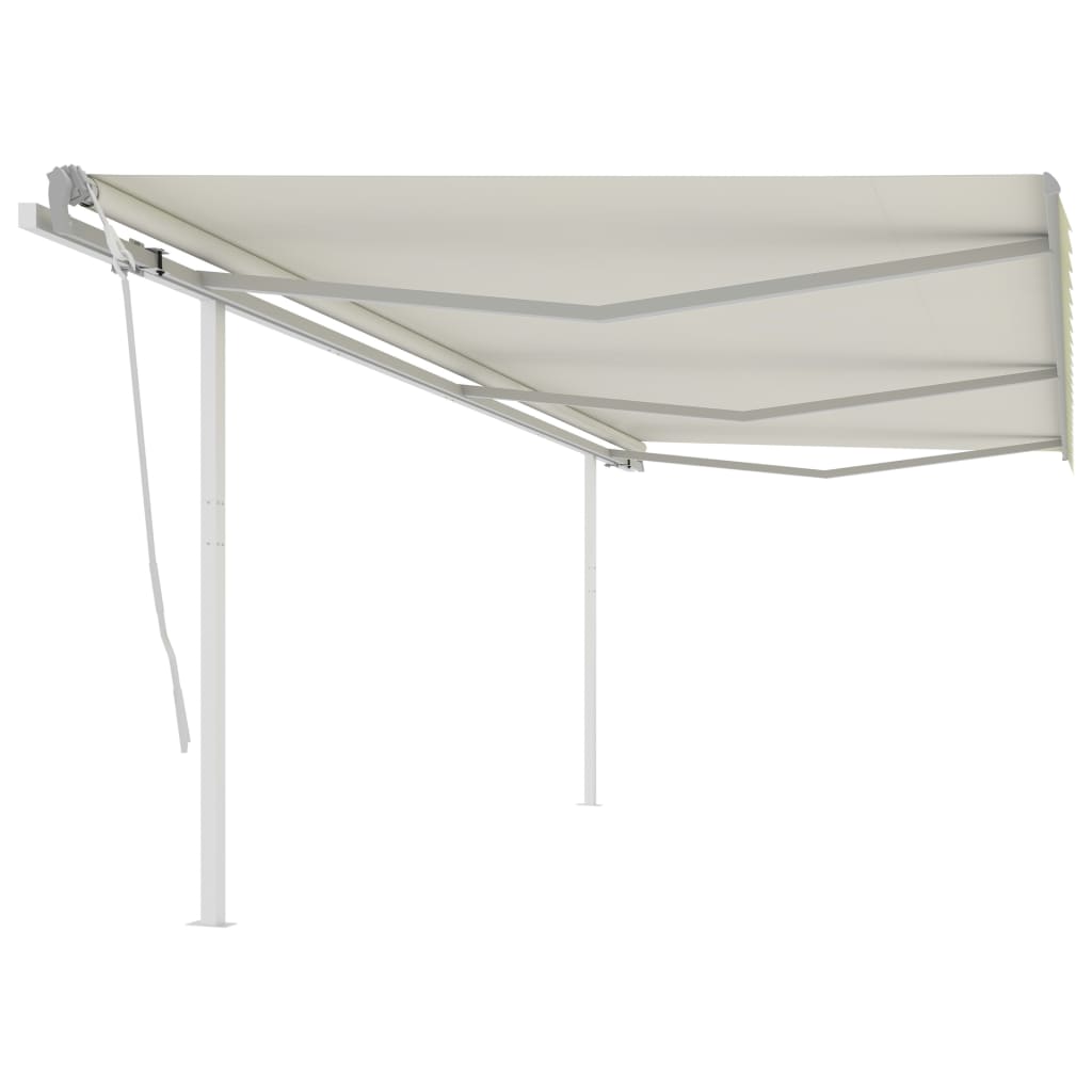 vidaXL Toldo retrátil manual com postes 3x2,5 m azul e branco