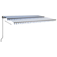 vidaXL Toldo retrátil manual com postes 3x2,5 m azul e branco