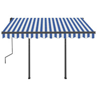 vidaXL Toldo retrátil manual com postes 3x2,5 m azul e branco