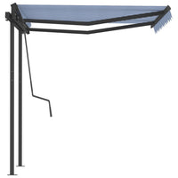 vidaXL Toldo retrátil manual com postes 3x2,5 m azul e branco