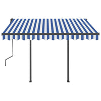 vidaXL Toldo retrátil automático com postes 3x2,5 m azul e branco
