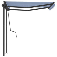 vidaXL Toldo retrátil automático com postes 3x2,5 m azul e branco