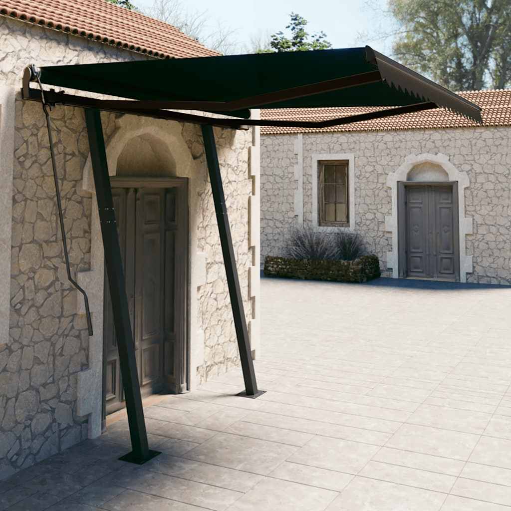 vidaXL Toldo retrátil manual com postes 3x2,5 m azul e branco