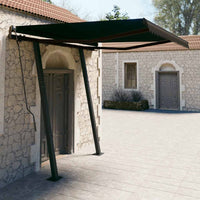 vidaXL Toldo retrátil manual com postes 3x2,5 m azul e branco