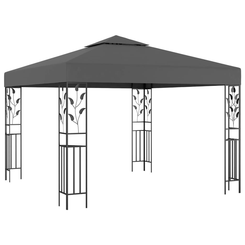 vidaXL Gazebo com cordões de luzes LED 3x3 m antracite