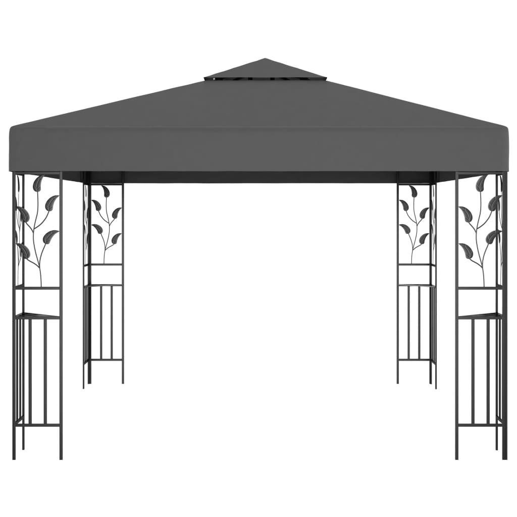 vidaXL Gazebo com cordões de luzes LED 3x3 m antracite
