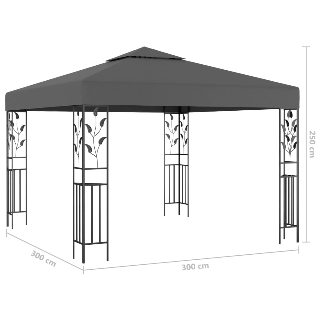 vidaXL Gazebo com cordões de luzes LED 3x3 m antracite
