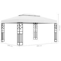vidaXL Gazebo com toldo duplo e cordões de luzes LED 3x4 m branco