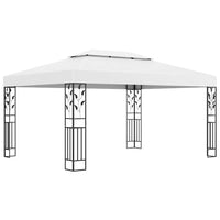vidaXL Gazebo com toldo duplo e cordões de luzes LED 3x4 m branco