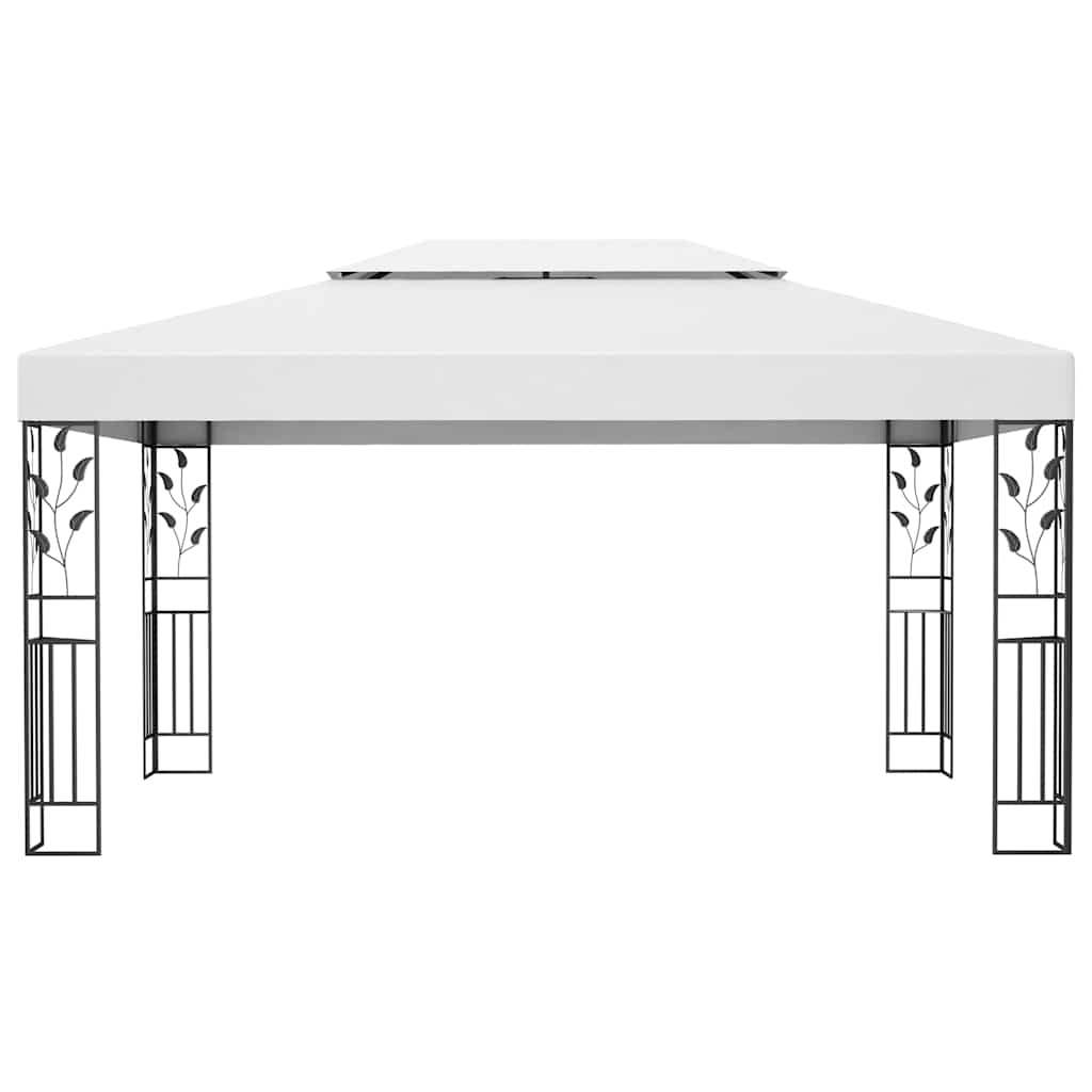 vidaXL Gazebo com toldo duplo e cordões de luzes LED 3x4 m branco