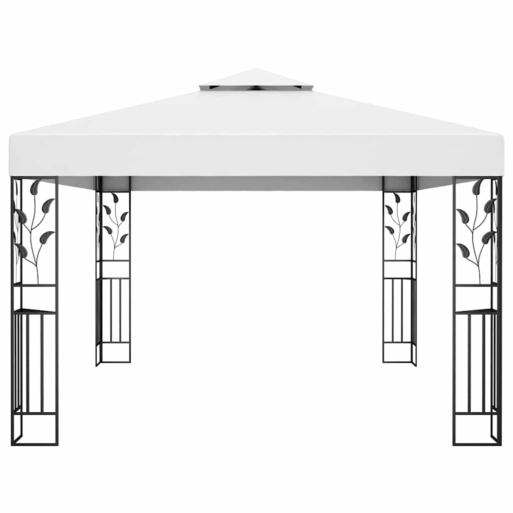 vidaXL Gazebo com toldo duplo e cordões de luzes LED 3x4 m branco