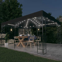 vidaXL Gazebo com toldo duplo e cordões de luzes LED 3x4 m branco