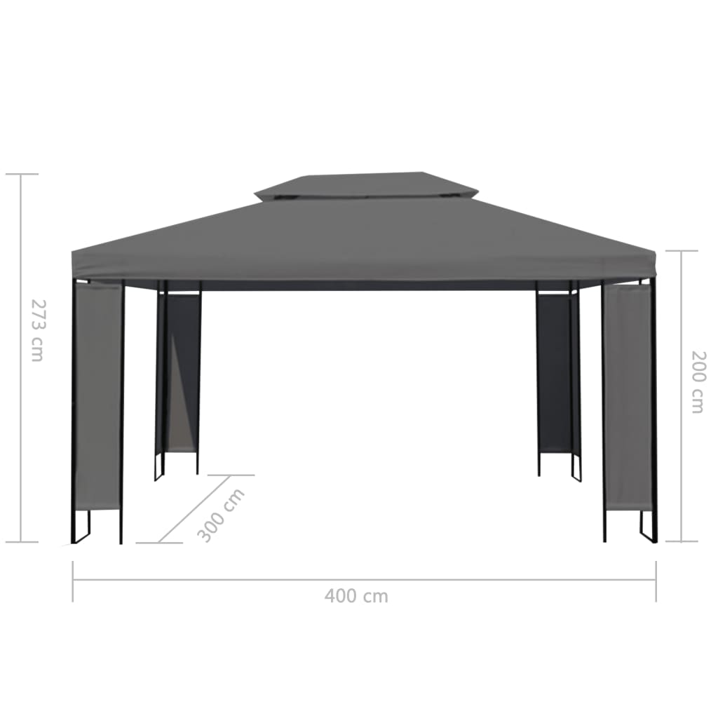 vidaXL Gazebo com cordões de luzes LED 3x4 m antracite