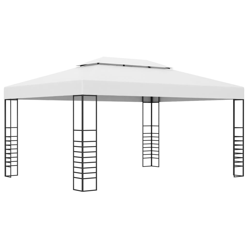 vidaXL Gazebo com cordões de luzes LED 4x3x2,7 m branco