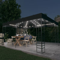 vidaXL Gazebo com cordões de luzes LED 4x3x2,7 m branco