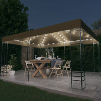 vidaXL Gazebo com cordões de luzes LED 4x3x2,7 m branco