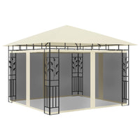 vidaXL Gazebo c/ mosquiteiro e cordões luzes LED 3x3x2,73m creme