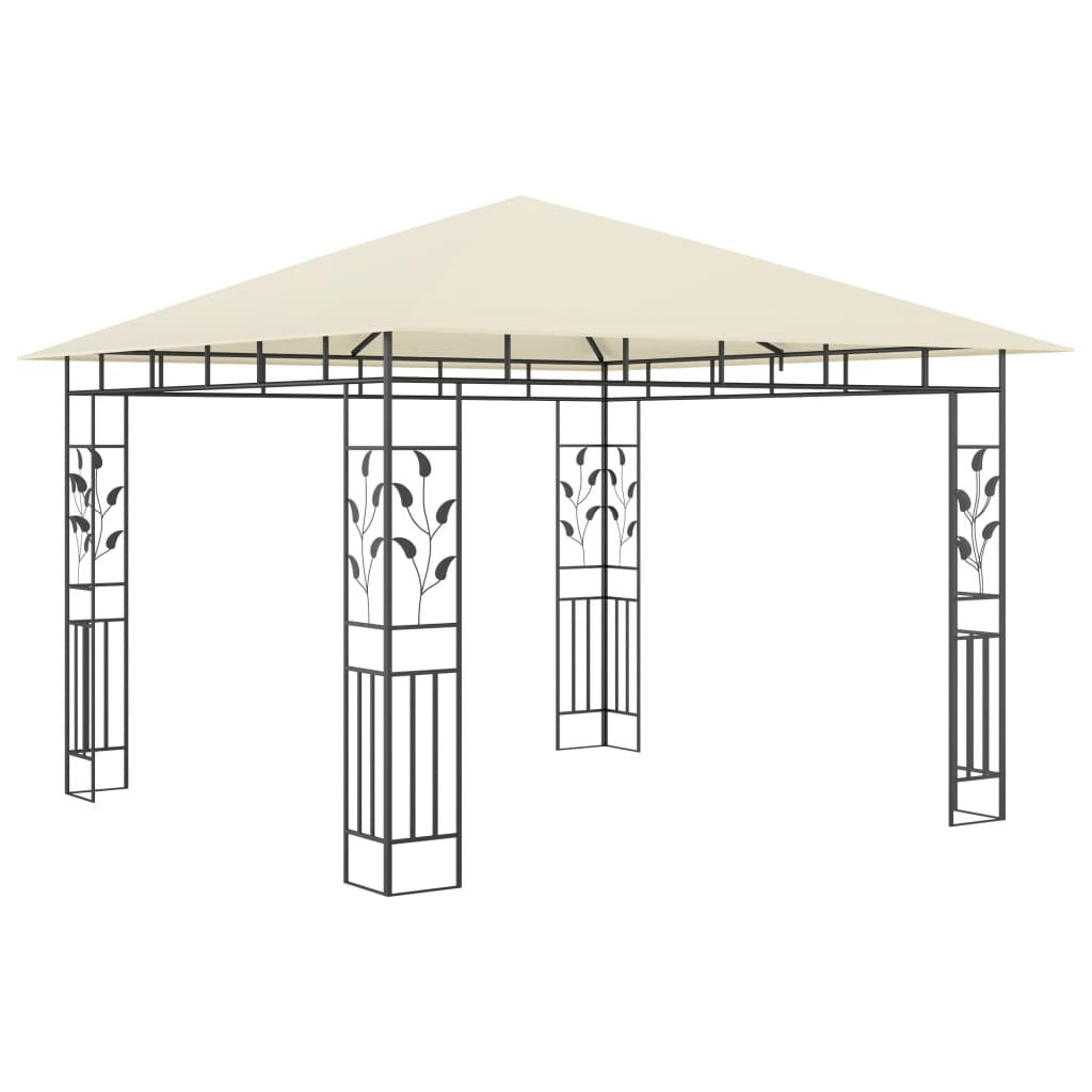 vidaXL Gazebo c/ mosquiteiro e cordões luzes LED 3x3x2,73m creme