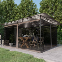 vidaXL Gazebo c/ mosquiteiro e cordões luzes LED 3x3x2,73m creme