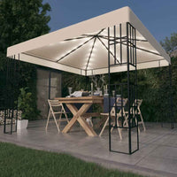 vidaXL Gazebo com cordões de luzes LED 3x3 m cor creme