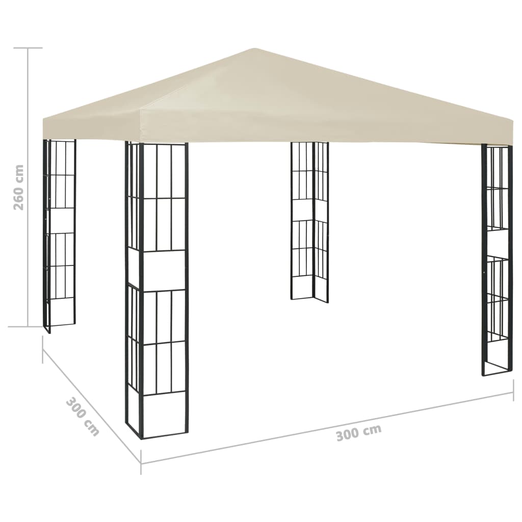 vidaXL Gazebo com cordões de luzes LED 3x3 m cor creme
